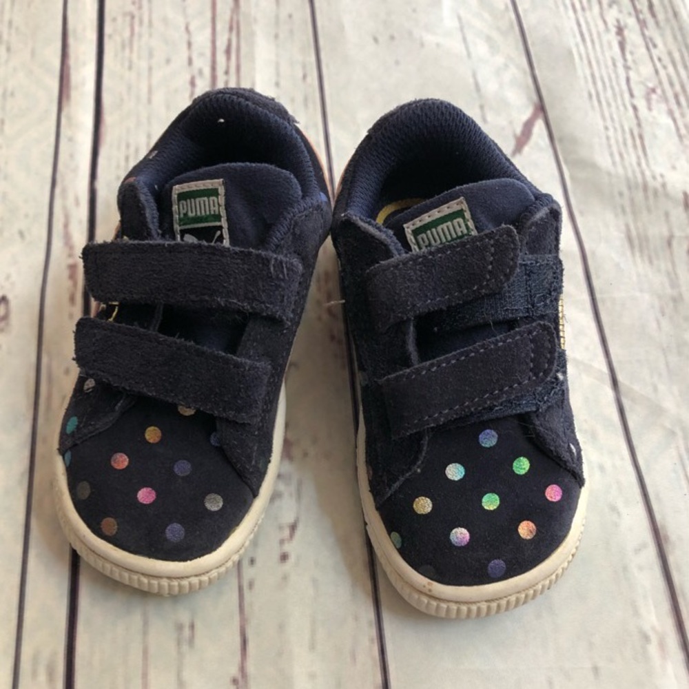 Puma suede rainbow polka dot sneakers
